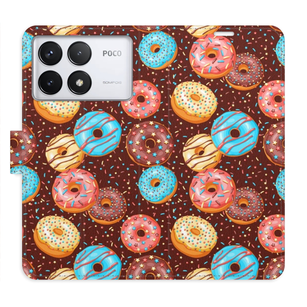 Knížkové flip pouzdro iSaprio s kapsičkami na karty - Donuts Pattern - Xiaomi Poco F6 Pro (Flip knížkové pouzdro, kryt, obal iSaprio s kapsičkami na karty a motivem - Donuts Pattern - Xiaomi Poco F6 Pro)