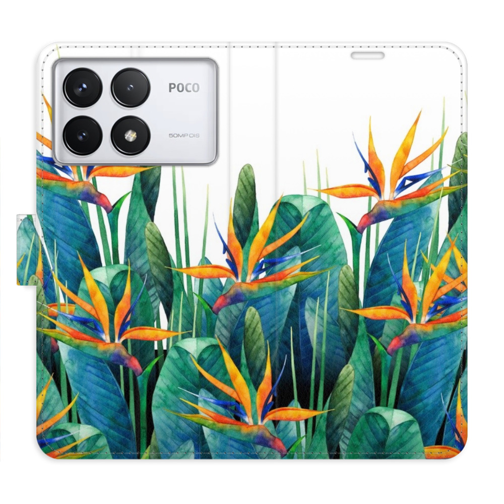 Knížkové flip pouzdro iSaprio s kapsičkami na karty - Exotic Flowers 02 - Xiaomi Poco F6 Pro (Flip knížkové pouzdro, kryt, obal iSaprio s kapsičkami na karty a motivem - Exotic Flowers 02 - Xiaomi Poco F6 Pro)