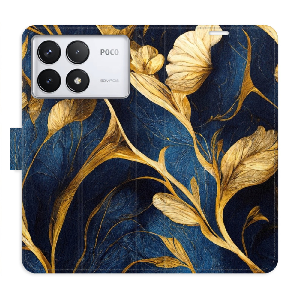 Knížkové flip pouzdro iSaprio s kapsičkami na karty - GoldBlue - Xiaomi Poco F6 Pro (Flip knížkové pouzdro, kryt, obal iSaprio s kapsičkami na karty a motivem - GoldBlue - Xiaomi Poco F6 Pro)